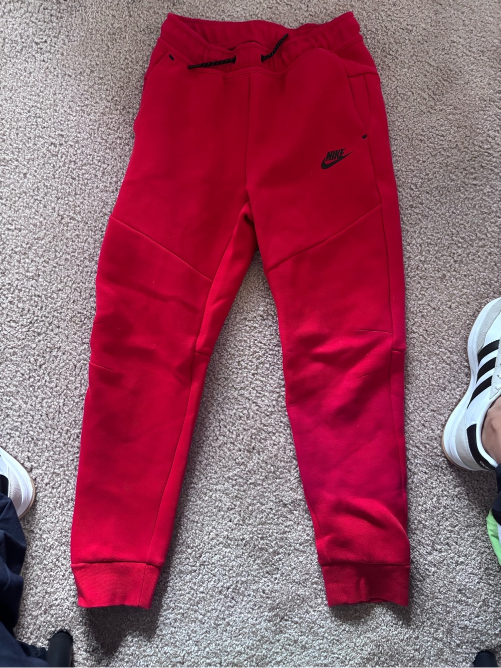 Nike Boys' Red Fleece Joggers with Black Logo
